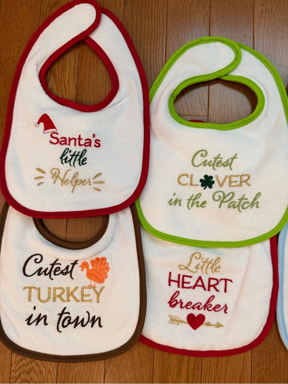 Holiday & Occasion Baby Bib Set in Multicolor Trim